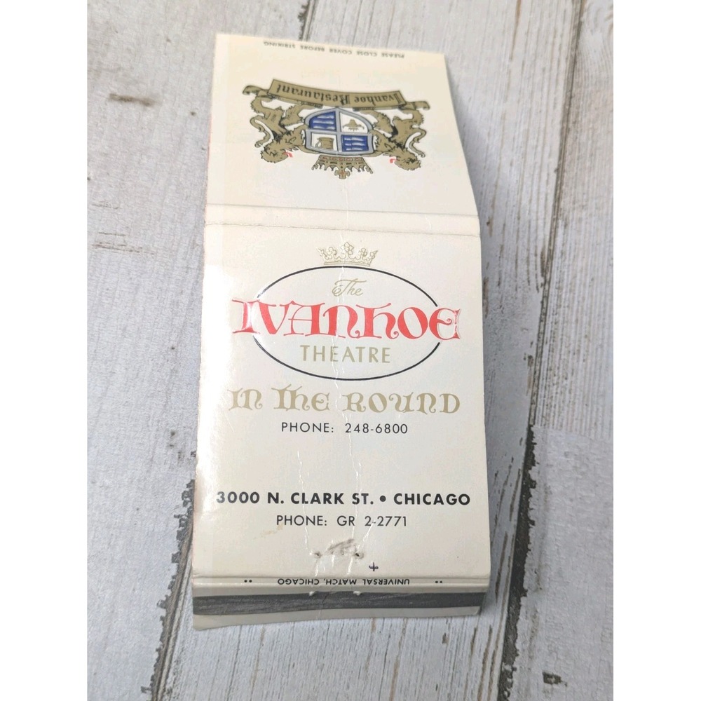 Vintage Matchbook Cover The Ivanhoe Theatre Chicago, IL Dine‎ and Dance